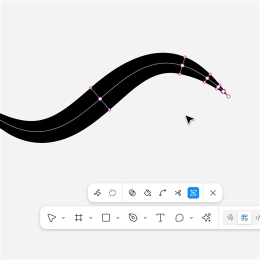 Miggi from Figgi | In @figma Draw, adding new variable width nodes on strokes can snap to the exact midpoint between other variable width nodes. Bonus: hold... | Instagram