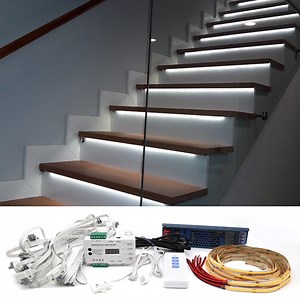 Motion Sensor Stair Light for Indoor, 47.2"Long Cuttable LED Strip Lights Indoor with Remote, Step by Step Control Motion Activated Stair Lights Kit with Main Wire & Daylight Sensor (20Stairs,6000K)