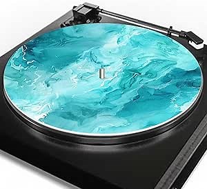 Marble Slipmats for Record Player Antistatic Reduces Noise Dust Record Player Mat Rubber Mat Turntable Platter Slipmat for 12" Vinyl Vintage Record Player