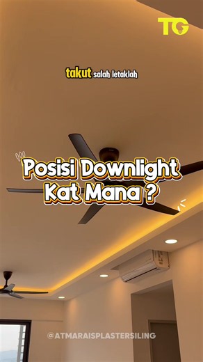 Nak letak downlight pun kena ada cara 💡 Jangan main tebuk ikut suka, nanti lighting tak sekata dan ruang nampak pelik. #PlasterCeiling #Downlight #RenovationMalaysia #RumahImpian #TipsRumah