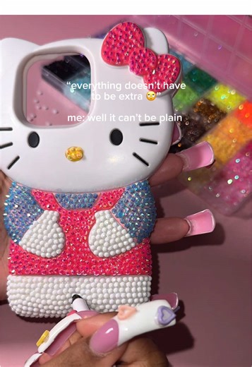 Replying to @Yonna Wonna🫀 Attempted to finish adding rhinestones to my hello kitty phone case 😩 sat here for HOURS!! #rhinestonekit #bedazzling #hellokittylover #hellokittyphonecase