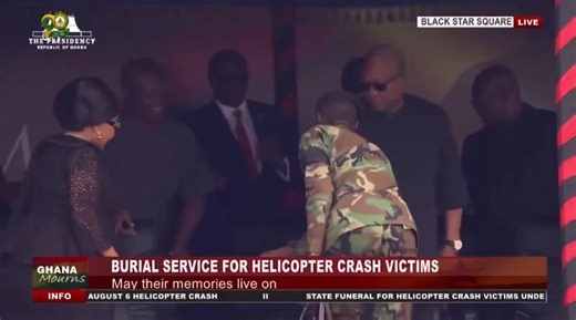 Watch President John Dramani Mahama’s arrival for the state funeral and burial service of the eight victims who lost their lives in the military helicopter crash. #GhanaMourns | GTV Ghana