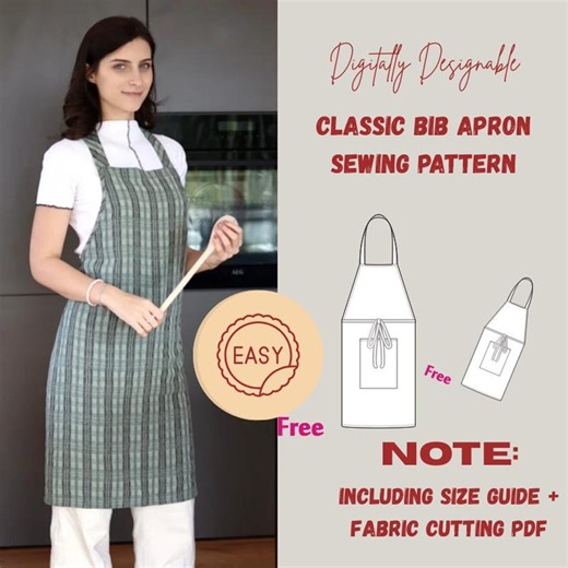 Retro Bib Apron Sewing Pattern | Classic Pinafore Style (PDF Download)