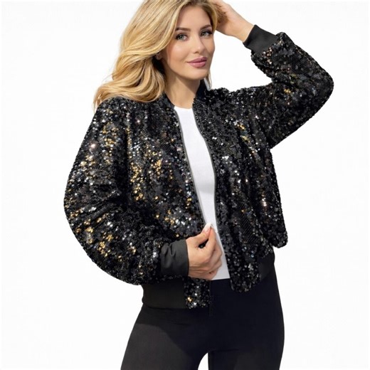 Black Sequin Bomber Jacket – Oversized Sparkly Jacket, Party & Evening Wear, Women’s Statement Jacket - Etsy