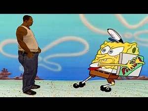 SpongeBob doesn't want to share Pizza with Fat CJ