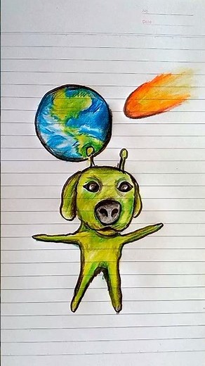 How to draw green alien dog #drawing