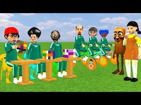 Scary Teacher 3D vs Squid Game Solve Rubik Level Max vs Slow Bicycles Circle 5 Times Challenge