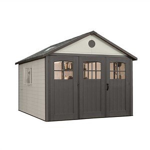 Lifetime Lockable DIY Polyethylene Storage Shed, 11' x 11' , 100.4 sq. ft., Tan & Brown (60187) - Walmart.com