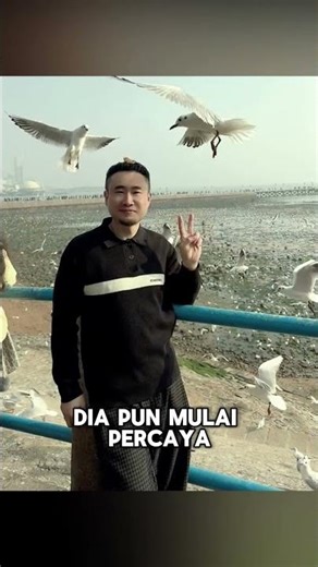 Feeding seagulls in a strange way