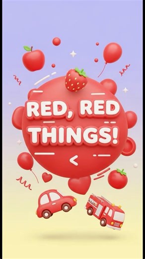 Red, Red Things! 🍎 🍓 🎈🚗 🍅 ❤️🚒 Learn Red Objects for Kids | Red colour learning #shorts