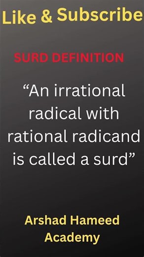 shorts mcq for surd definition