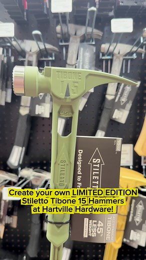 2.4K views · 20 reactions | Get your hands on these LIMITED EDITION Stiletto Tibone 15 Hammers while they last!  Create your own hammer with exclusive grip colors and hammer bodies now at both our Hartville and Middlefield locations. Plus, stop by for our Hartville Giant Tool Sale & Expo November 21st and November 22nd for exclusive savings! A reliable hammer for any job, customized for you!  | Hartville Hardware | Facebook