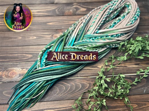 Wool Dreads "dryad": Blonde to Green Ombre, Viking Twists, Boho Locks - Etsy