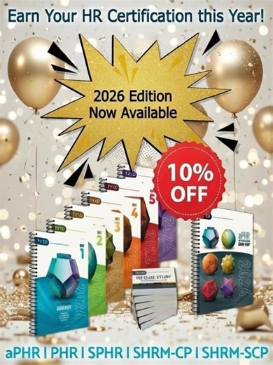 🎉 New Year, New Goals — Save 10%! 🎉 Our 2026 HR Certification Prep materials are officially here! We’re celebrating with 10% off for a limited time. If HR certification is on your 2026 vision board, now’s the perfect time to start. Order at https://hubs.li/Q03ZW0HT0 Discount Code: NEWGOALS Expires: January 15, 2026 | Human Resource Certification Preparation-HRCP, L.C.