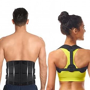 Heavy Lifting Back Support Bundle: Back Brace and Posture Corrector for Full Back Pain Relief - Designed for Men and Women - Get Support and Improve Your Posture at a Great Value