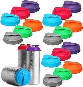 Leinuosen 18 Pcs Silicone Soda Can Covers Lids Reusable Can Covers for Soda Lid Pop Can Cover Standard Toppers for Soda with Resealable Nozzle Can Stopper and Protector for Beer Juice Beverage Drink