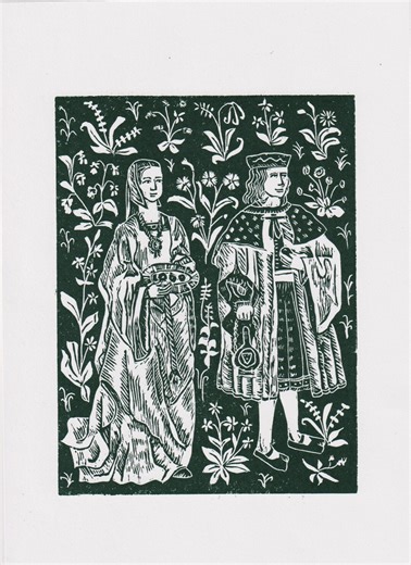 Medieval Tapestry Linocut Block Print – Handmade Relief Print - Etsy