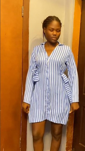 How I made this trendy V neck A-line shirt dress with a collar 😍