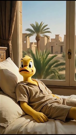 The duck woke up.