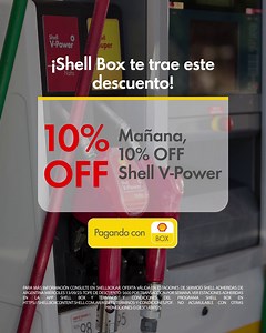 8 comments | ¡Miércoles de descuento con Shell Box!  Disfrutá mañana de tu 10% OFF en Shell V-Power pagando con Shell Box #Shell #ShellVPower #ShellBox | Shell | Facebook