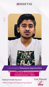 Emertxe - Leaders in Embedded Systems, Linux & IoT Training Institute is proud to announce the accomplishment of Mohammed Younus, a student from ATME College of Engineering, Mysore, who has secured a placement at #quantumpowersystems. After completing his B.E degree, Mohammed Younus enrolled in Emertxe - Leaders in Embedded Systems, Linux & IoT Training Institute’s comprehensive #embeddedsystems program. This immersive experience provided him with practical training and equipped him with in-dema