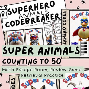 Superhero Animals Counting to 50 Learning Game Lesson Printable Activity - Etsy Australia