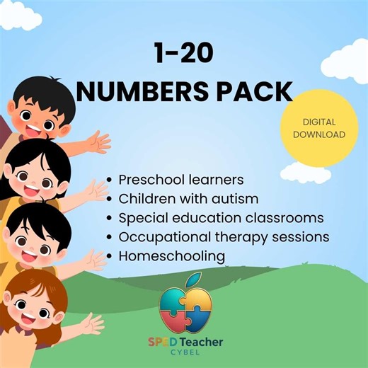 Numbers 1-20 Worksheets – Preschool Counting, Autism Math Printable (PDF) - Etsy