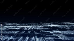 Future digital cyberspace with moving particles. Sorting and analysis digital data. Technology matrix algorithm. Security storage data. 3d rendering.