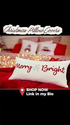 Merry & Bright Christmas Cushion Cover 🎅Check [ Link 117 ] in my Bio Link & Buy Now⬇️