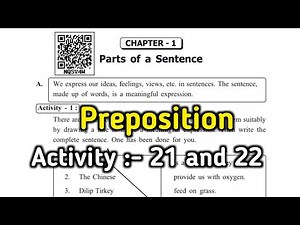 9th grammar chapter 1 preposition activity 21 and 22. Answer osep class parts of sentence