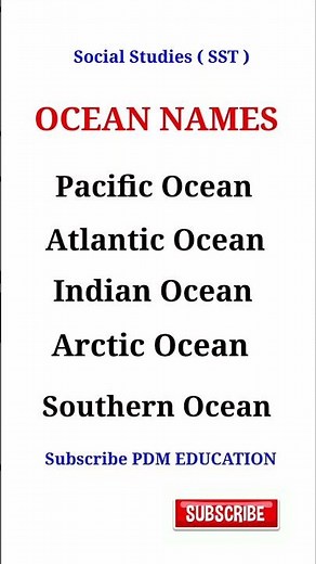 Ocean Names in English | Seven Continents and five oceans of the world