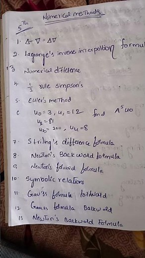 degree 5th semester maths ( numerical methods) important questions