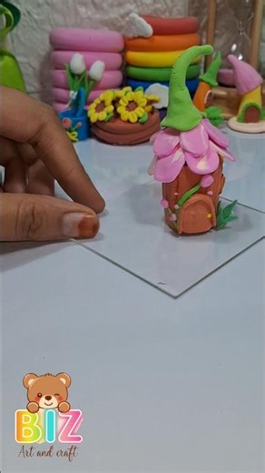 Cute Flower Fairy House 🌸 | Mini Clay House Making | Easy Miniature Craft #shorts