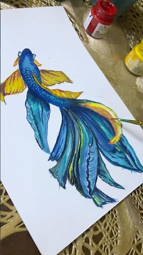 Finally லயா குட்டி ah paint பண்ணியாச்சு😍😍#art #painting #fish #bettafish #shorts