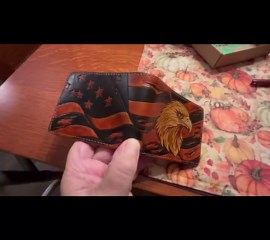 Patriotic Leather Wallet, Hand Carved Eagle and Flag (billfold Style) - Etsy