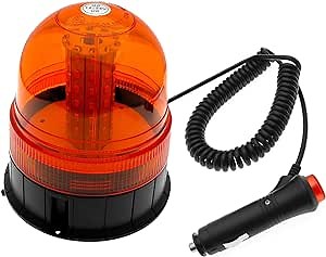 60LEDs Emergency Warning Caution Flashing Light, 12-24V Rotating Revolving LED Beacon Strobe Light, with Magnetic Mount and Cigarette Lighter Plug, for Snow Plow Truck UTV Vehicle