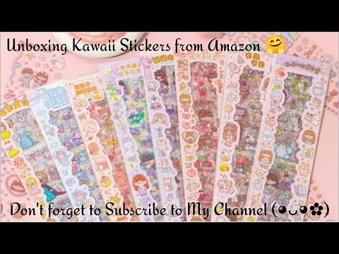 (⁠◕⁠ᴗ⁠◕⁠✿⁠) Unboxing Kawaii Stickers from Amazon 🤗 Pack of 8 Stickers #asmr #kawaiistickers