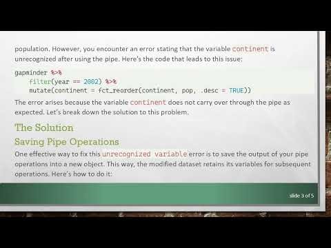How to Fix the Unrecognized variable Error in dplyr When Using Pipe Operations