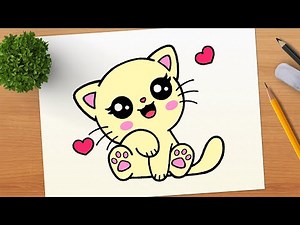 How To Draw A Cute Kitten || Draw So Cute Easy Step by Step ✨