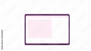 Animated laptop screen template. Flat cartoon style element 4K video footage. Foldable portable computer monitor isolated blank mockup animation on white background with alpha channel transparency Stock Video