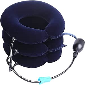 Cervical Neck Traction Device, Inflatable Neck Stretcher Cervical Pillow for Instant Neck Pain Relief Relax, Adjustable Home Use Neck Popper Brace Support for Spine Alignment and Posture Corrector