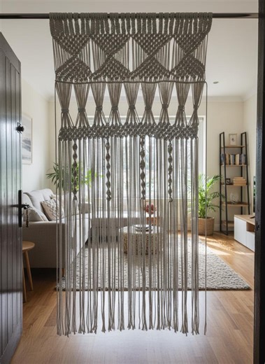 Handmade Macrame Door Curtain | Boho Room Divider |window Hanging | Natural Cotton Macrame Panel - Etsy Australia