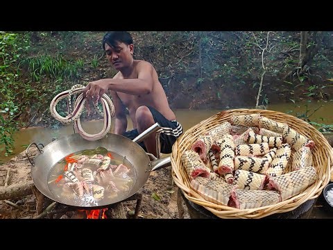 Survival skill: Catch snake in jungle for food​ - Cook snake delicious soup for lunch