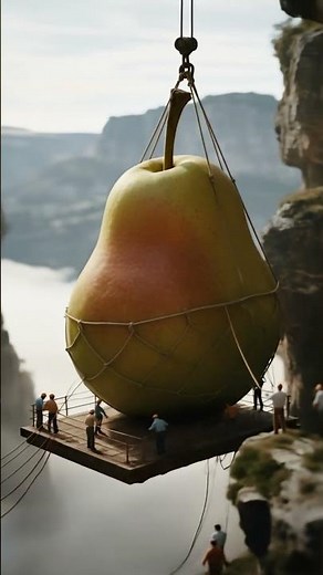 🚧Giant Pear Moved Across a Gorge | Spectacular Mountain View🍐😲 #fruitconstruction #animation