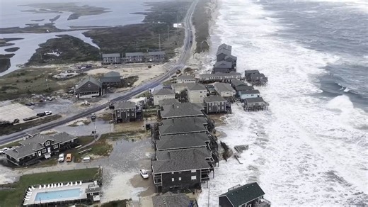 Drone shows nor'easter flooding inundate East Coast streets