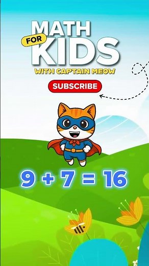 Learn Math with Captain Meow | 9 + 7 for Kids