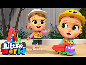 Construction Workers Song! | Little World By Little Angel | Kids Songs & Nursery Rhymes