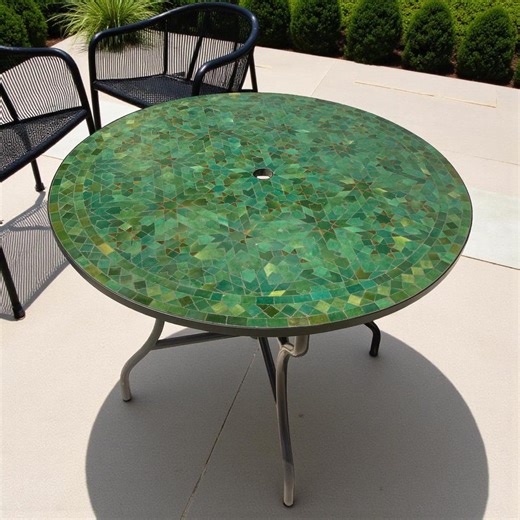 Handmade Moroccan Mosaic Table – Green Zellij Round Patio and Garden Table , Outdoor Coffee, Side Table Art - Etsy