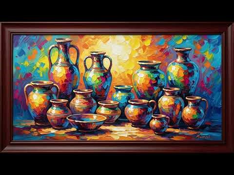 Pottery & Clay Pots Still Life | Dark Wood Frame TV Art | Rustic Ceramic Screensaver - 2 Scenes