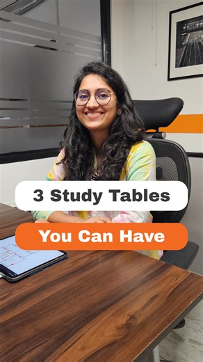 Deepa Bajaj Design Studio on Instagram: "Not enough space? No problem! 💡 These 3 smart study tables are designed for compact homes and flexible work setups: 1️⃣ Hidden Study Table — unfolds only when you need it 2️⃣ Rota - Table — lets you switch directions with ease 3️⃣ Foldable Table — compact, practical, and perfect for any corner"